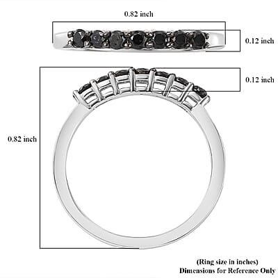 Black Diamond 0.35 ctw Band Ring in Rhodium Over Sterling Silver (Size 10.0)