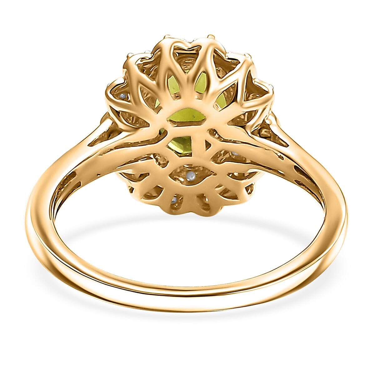 Certified & Appraised Luxoro AAA Natural Calabar Green Tourmaline and G-H I2 Diamond 1.42 ctw Ring in 10K Yellow Gold (Size 10.5) image number 4