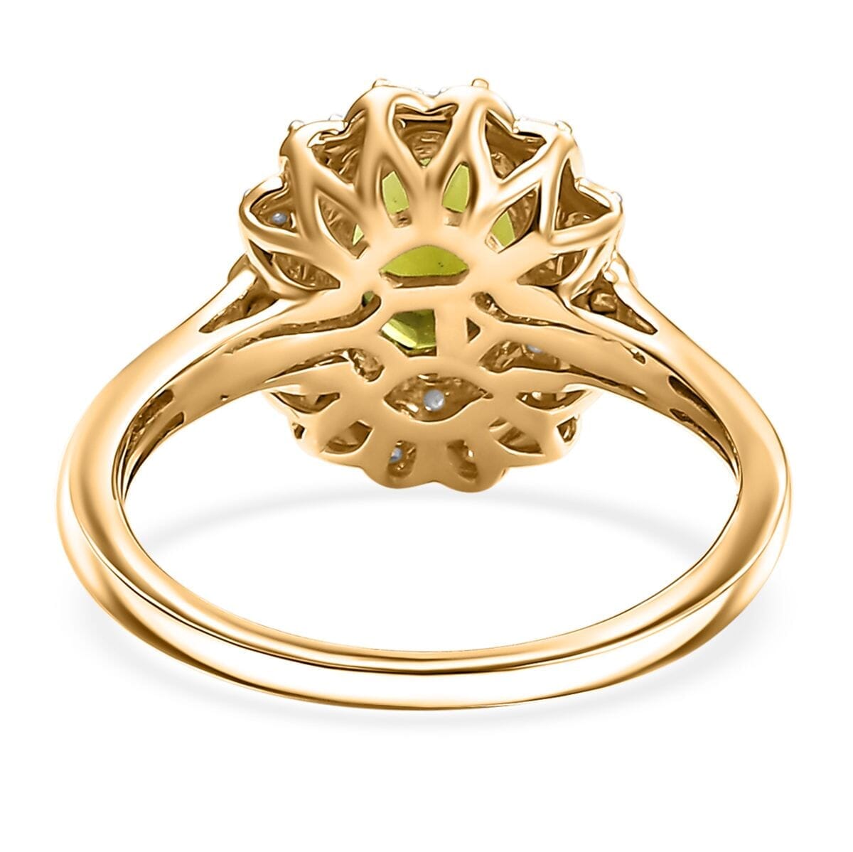 Certified & Appraised Luxoro AAA Natural Calabar Green Tourmaline and G-H I2 Diamond 1.42 ctw Ring in 10K Yellow Gold (Size 12.0) image number 4