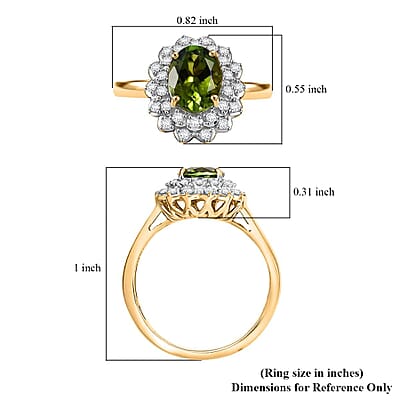 Certified & Appraised Luxoro AAA Natural Calabar Green Tourmaline and G-H I2 Diamond 1.42 ctw Ring in 10K Yellow Gold (Size 12.0)