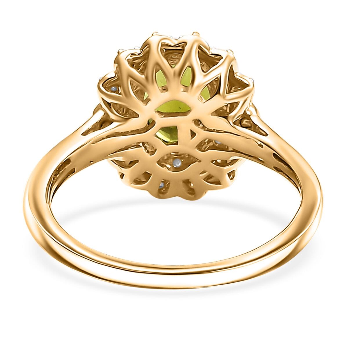 Certified & Appraised Luxoro AAA Natural Calabar Green Tourmaline and G-H I2 Diamond 1.42 ctw Ring in 10K Yellow Gold (Size 8.0) image number 4