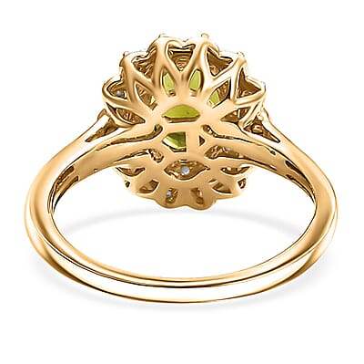 Certified & Appraised Luxoro AAA Aricanga Tourmaline and G-H I2 Diamond 1.42 ctw Ring in 10K Yellow Gold (Size 8.0)