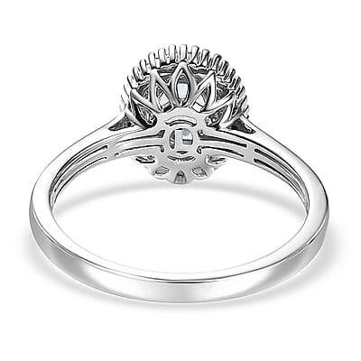 Luxoro AAA Santa Maria Aquamarine and Diamond I2 1.94 ctw Ring In 10K White Gold (Size 12.0)