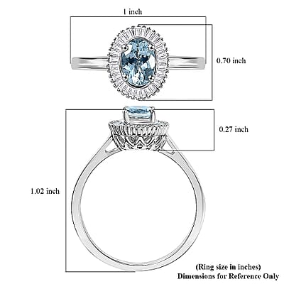 Luxoro AAA Santa Maria Aquamarine and Diamond I2 1.94 ctw Ring In 10K White Gold (Size 5.0)
