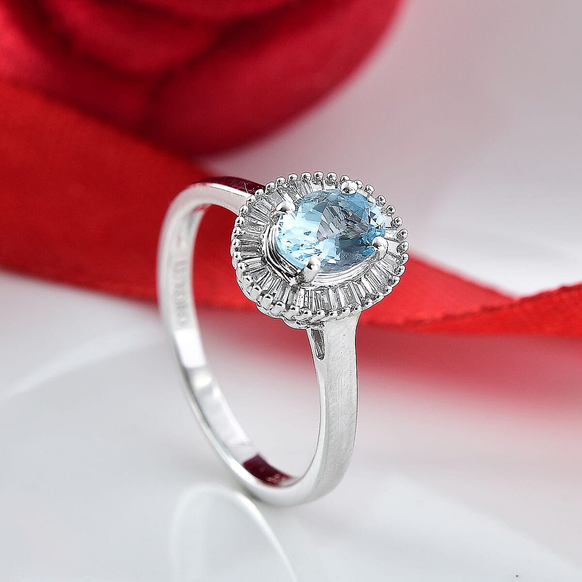Luxoro 10K White Gold AAA Santa Maria Aquamarine, Diamond (I2) Ring (Size 8) 1.94 ctw image number 1