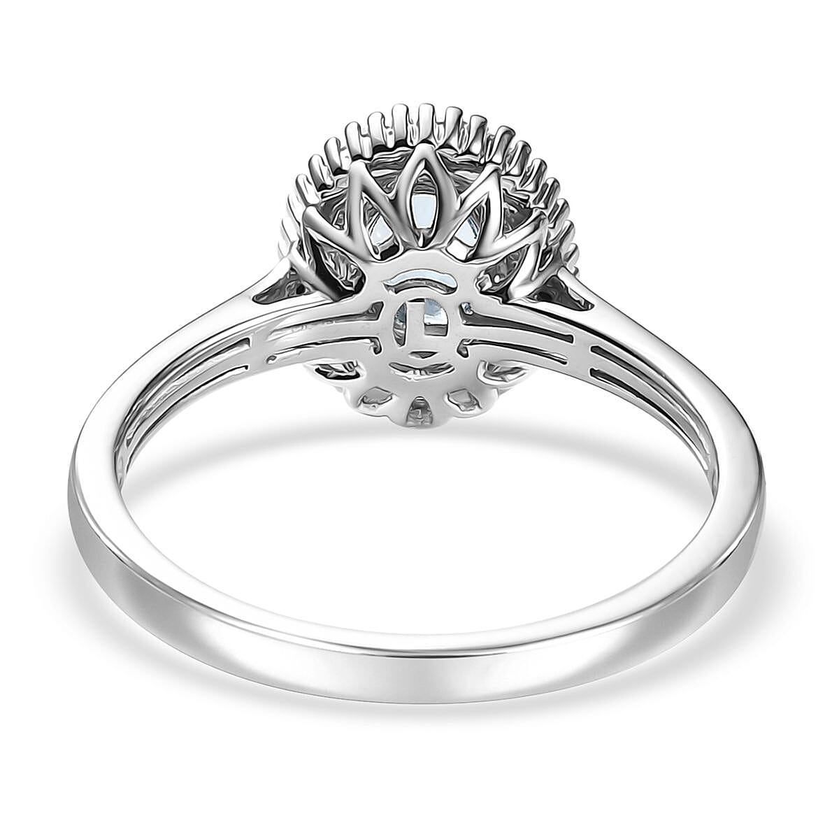 10K White Gold  AAA   Santamaria Aquamarine ,  White Diamond  I2 Solitaire Ring ,  Gold Wt. 3 g 1.07 ctw image number 4