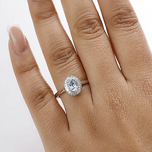 Luxoro 10K White Gold AAA Santa Maria Aquamarine, Diamond (I2) Ring (Size 8) 1.94 ctw