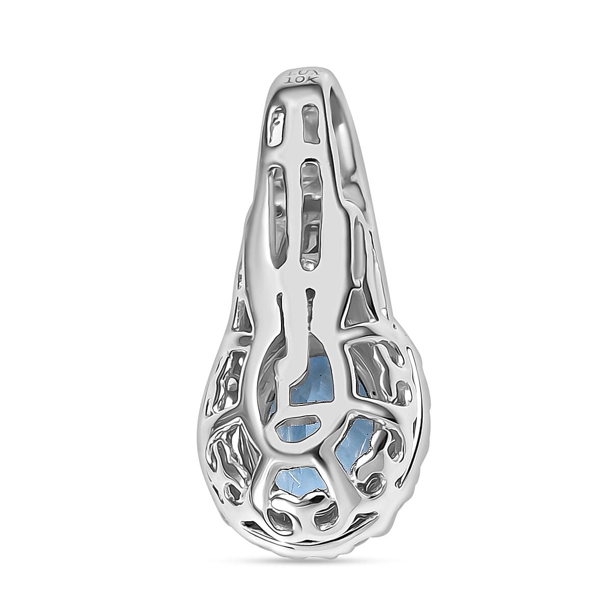 Luxoro AAA Santa Maria Aquamarine and Diamond I2 1.10 ctw Pendant without Chain in 10K White Gold image number 4