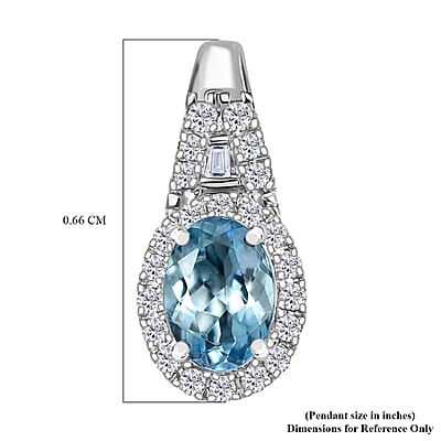 Luxoro AAA Santa Maria Aquamarine and Diamond I2 1.10 ctw Pendant without Chain in 10K White Gold