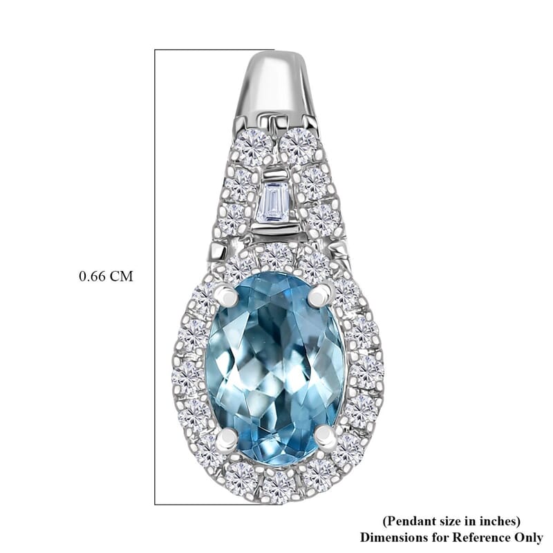 Luxoro AAA Santa Maria Aquamarine and Diamond I2 1.10 ctw Pendant without Chain in 10K White Gold