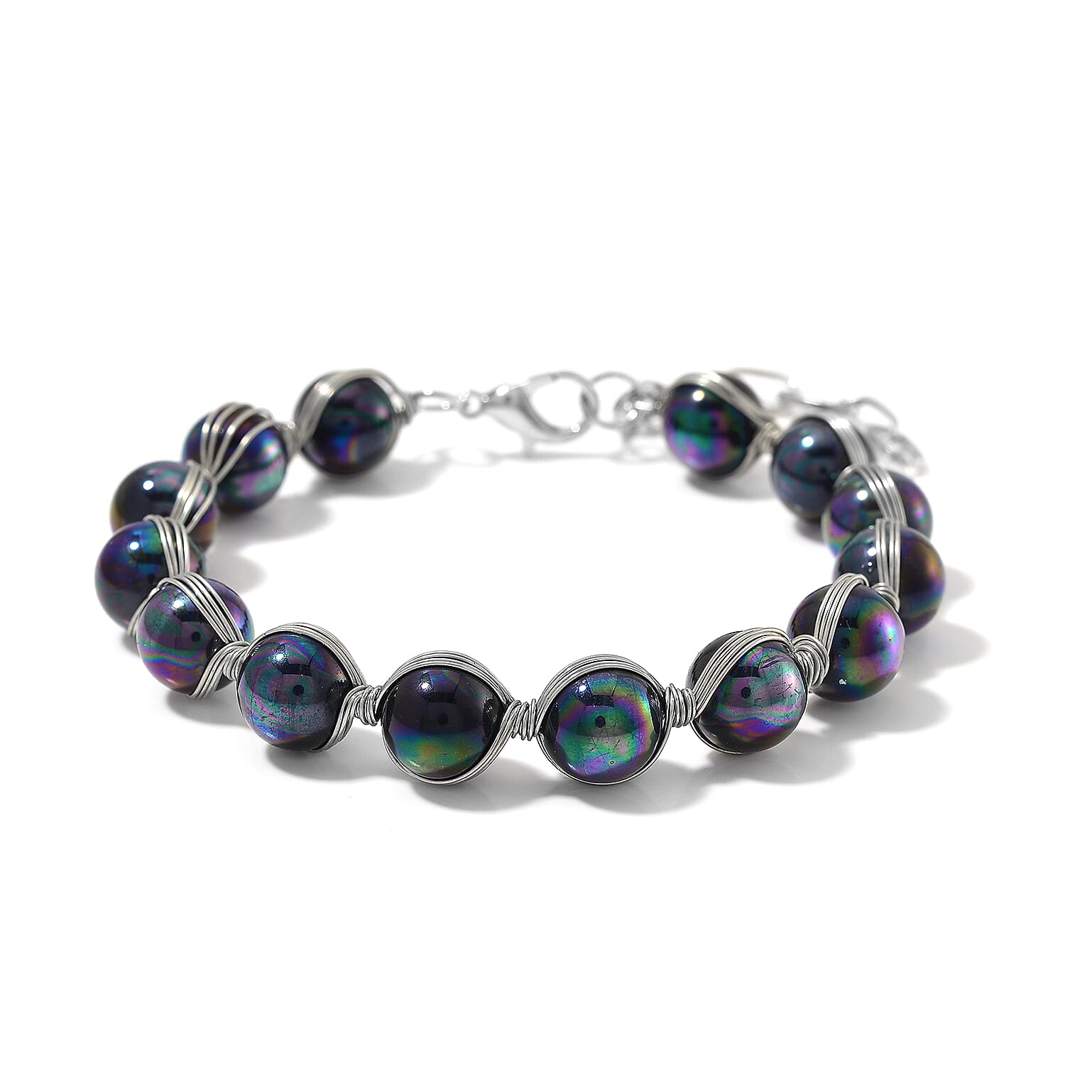 Doorbuster White Shell Pearl Beaded Bracelet (7.00-9.00In) in Silvertone