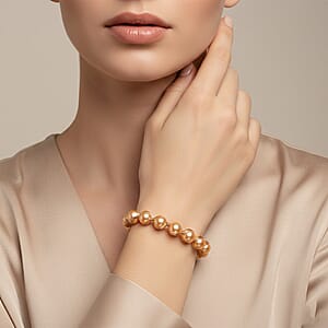 Golden Color Shell Pearl Bracelet (7.00-9.00In) in Goldtone