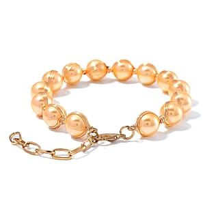 Golden Color Shell Pearl Bracelet (7.00-9.00In) in Goldtone