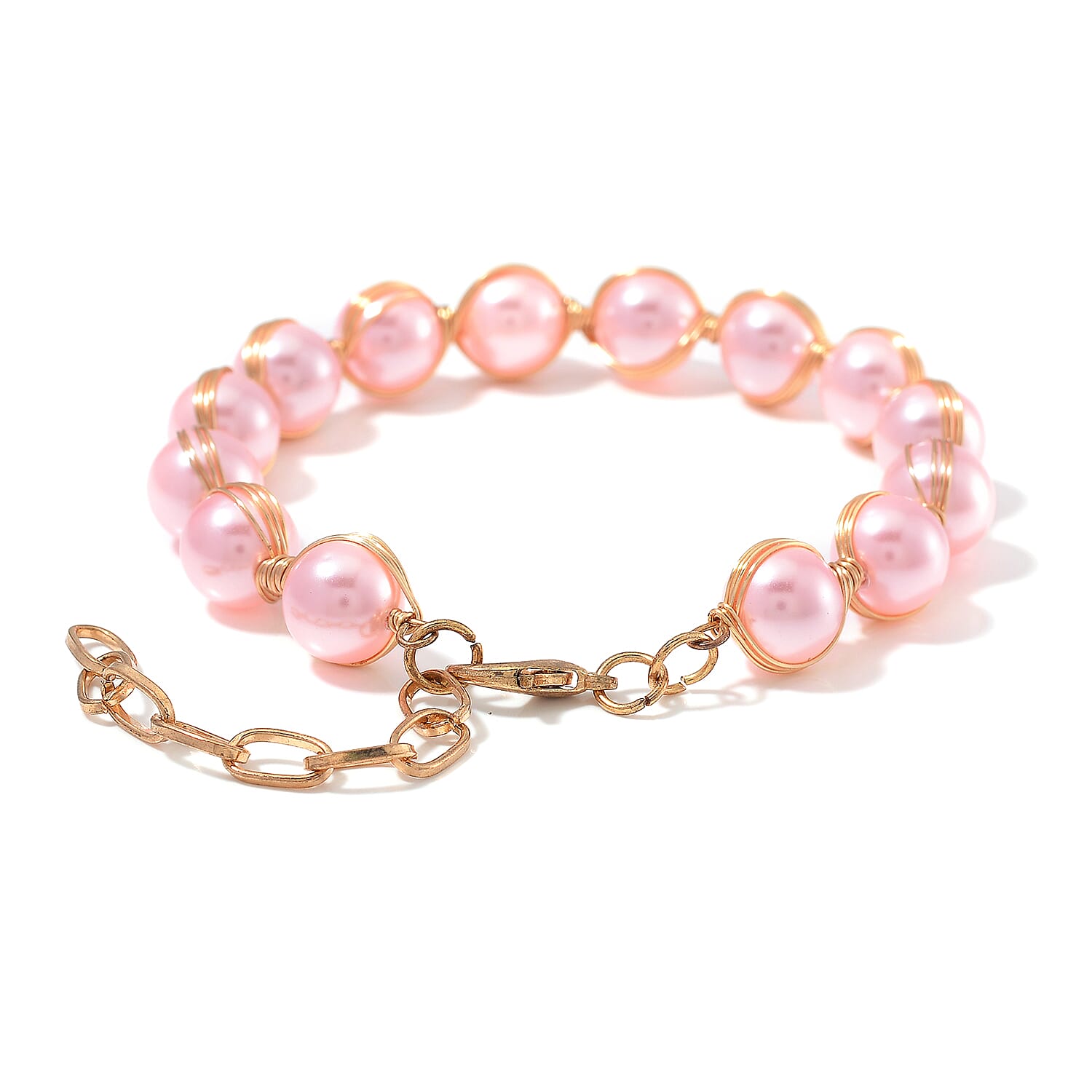 Peach Shell Pearl Bracelet (7.00-9.00In) in Goldtone