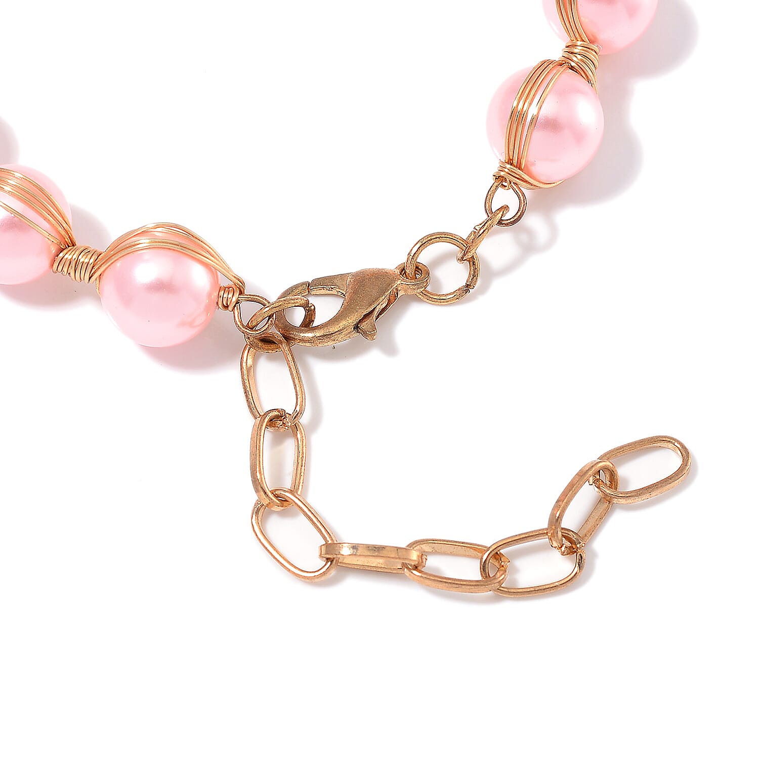 Peach Shell Pearl Bracelet (7.00-9.00In) in Goldtone