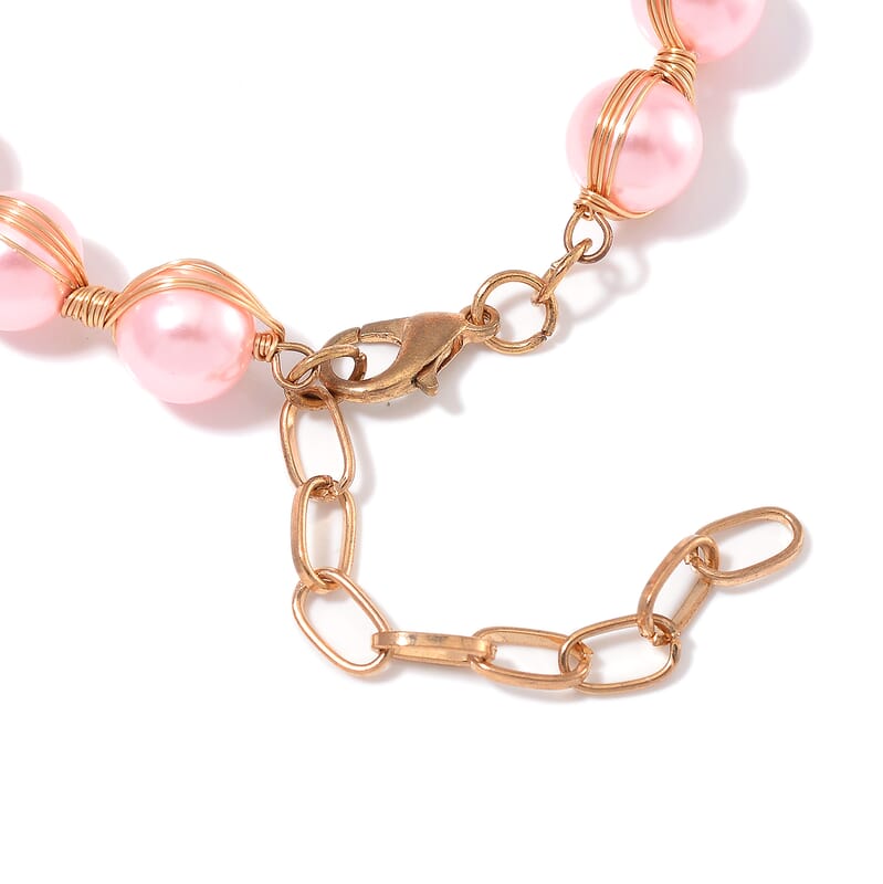Peach Shell Pearl Bracelet (7.00-9.00In) in Goldtone