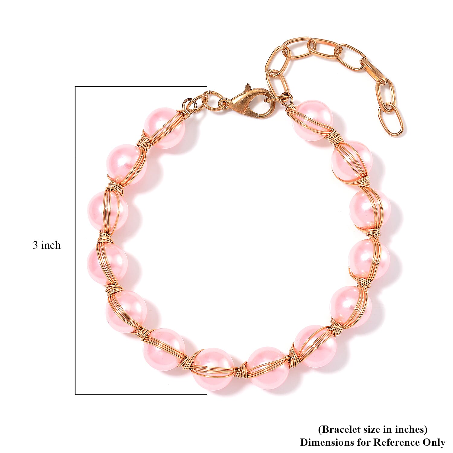 Peach Shell Pearl Bracelet (7.00-9.00In) in Goldtone
