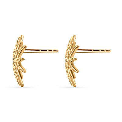 Diamond Accent Sunburst Stud Earrings in 14K Yellow Gold Over Sterling Silver