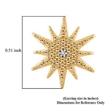 Diamond Accent Sunburst Stud Earrings in 14K Yellow Gold Over Sterling Silver