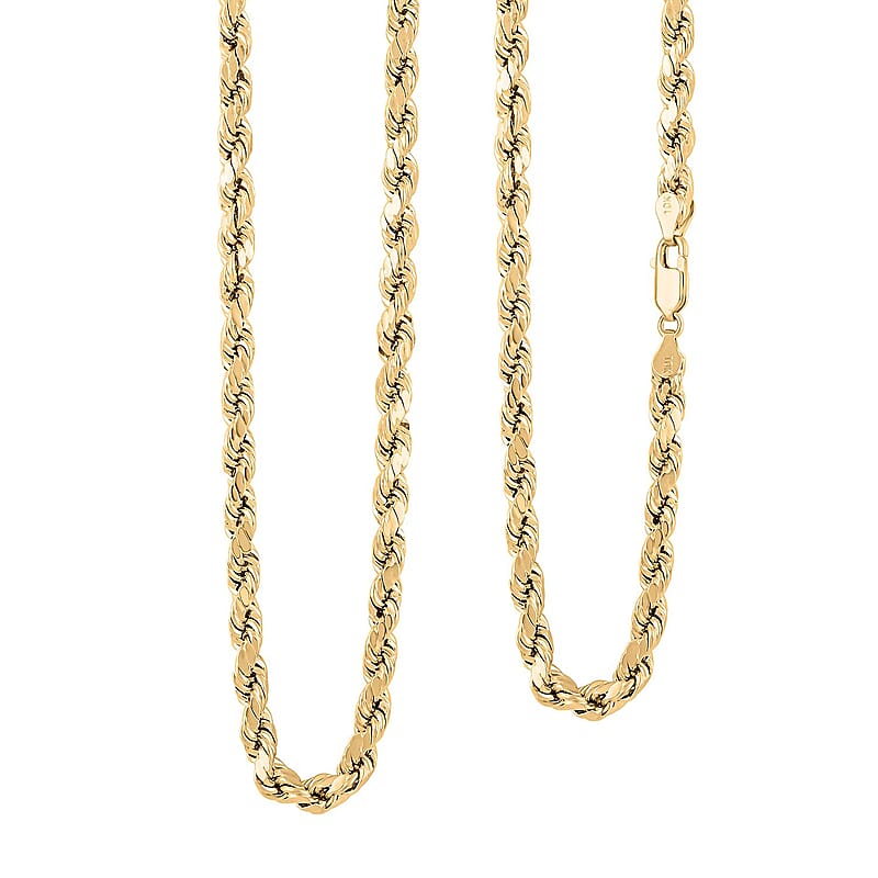 5mm Rope Chain Necklace in 10K Yellow Gold 9.60 Grams 24 Inches