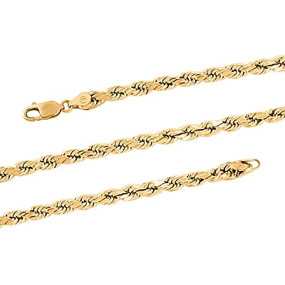 5mm Rope Chain Necklace in 10K Yellow Gold 9.60 Grams 24 Inches