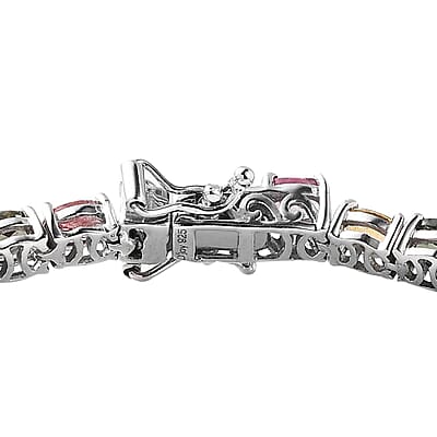 Multi-Tourmaline 9.90 ctw Tennis Bracelet in Platinum Over Sterling Silver (6.50 In)