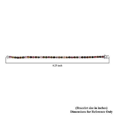 Multi-Tourmaline 9.90 ctw Tennis Bracelet in Platinum Over Sterling Silver (6.50 In)