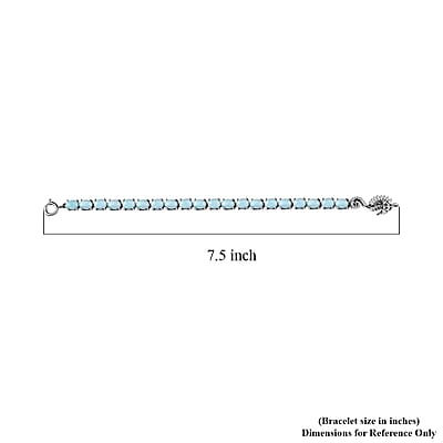 Larimar and Moissanite 17.50 ctw Seahorse Tennis Bracelet in Rhodium Over Sterling Silver (6.50 In)