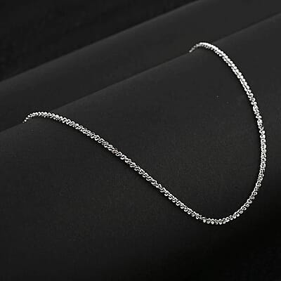 Italian 3 Row Cable Chain Necklace in Rhodium Over Sterling Silver 5.40 Grams 18 Inches