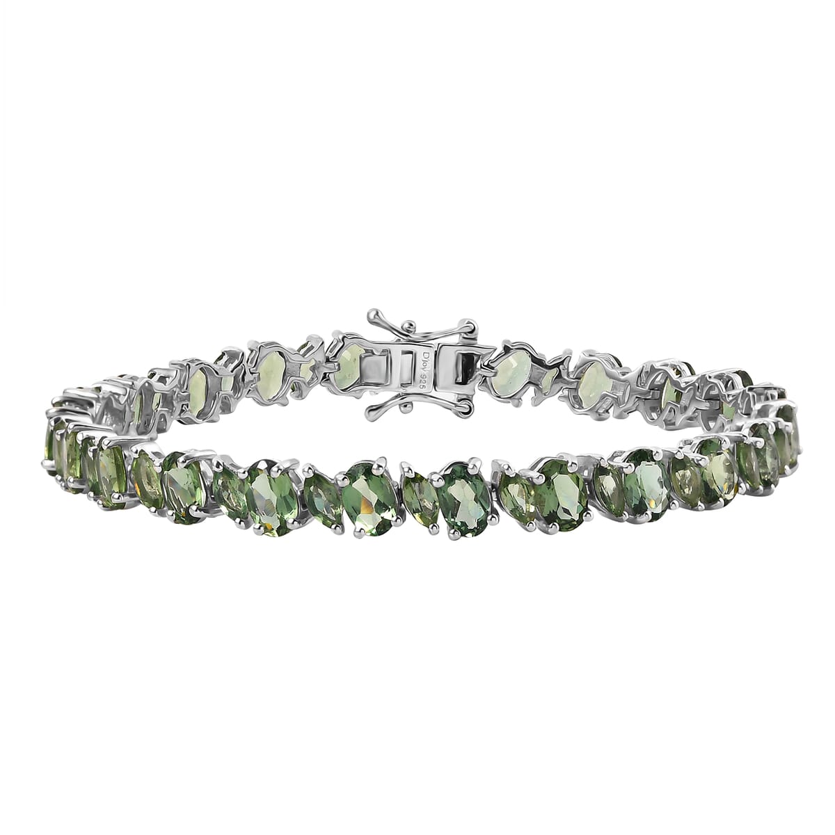 Natural Green Apatite 14.80 ctw Sea Waves Bracelet in Rhodium Over Sterling Silver (6.50 In) image number 0