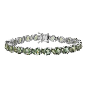 Natural Green Apatite 14.80 ctw Sea Waves Bracelet in Rhodium Over Sterling Silver (6.50 In)