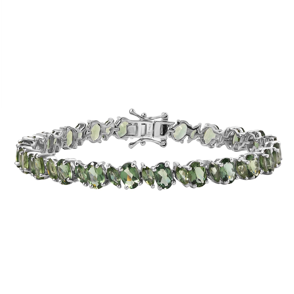 Natural Green Apatite 16.70 ctw Sea Waves Bracelet in Rhodium Over Sterling Silver (8.00 In) image number 0