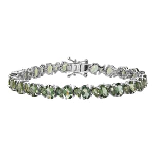 Natural Green Apatite 16.70 ctw Sea Waves Bracelet in Rhodium Over Sterling Silver (8.00 In)