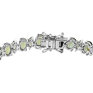 Natural Green Apatite 16.70 ctw Sea Waves Bracelet in Rhodium Over Sterling Silver (8.00 In)