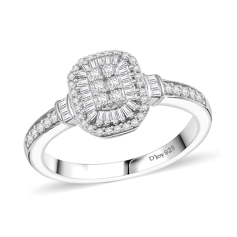D'Joy White Diamond 0.35 ctw Ring in Rhodium Over Sterling Silver (Size 10.0)