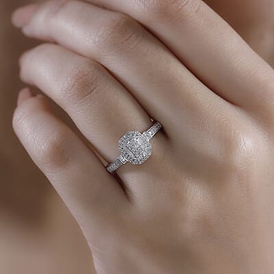 D'Joy White Diamond 0.35 ctw Ring in Rhodium Over Sterling Silver (Size 10.0)