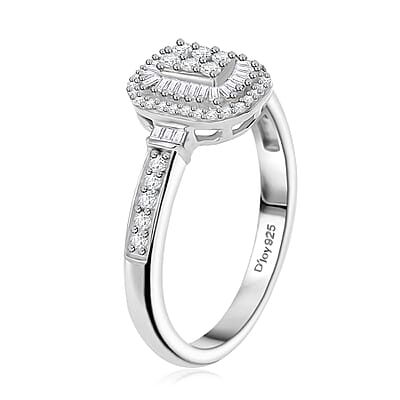 D'Joy White Diamond 0.35 ctw Ring in Rhodium Over Sterling Silver (Size 10.0)