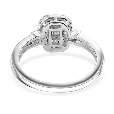 D'Joy White Diamond 0.35 ctw Ring in Rhodium Over Sterling Silver (Size 10.0)
