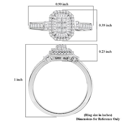 D'Joy White Diamond 0.35 ctw Ring in Rhodium Over Sterling Silver (Size 10.0)