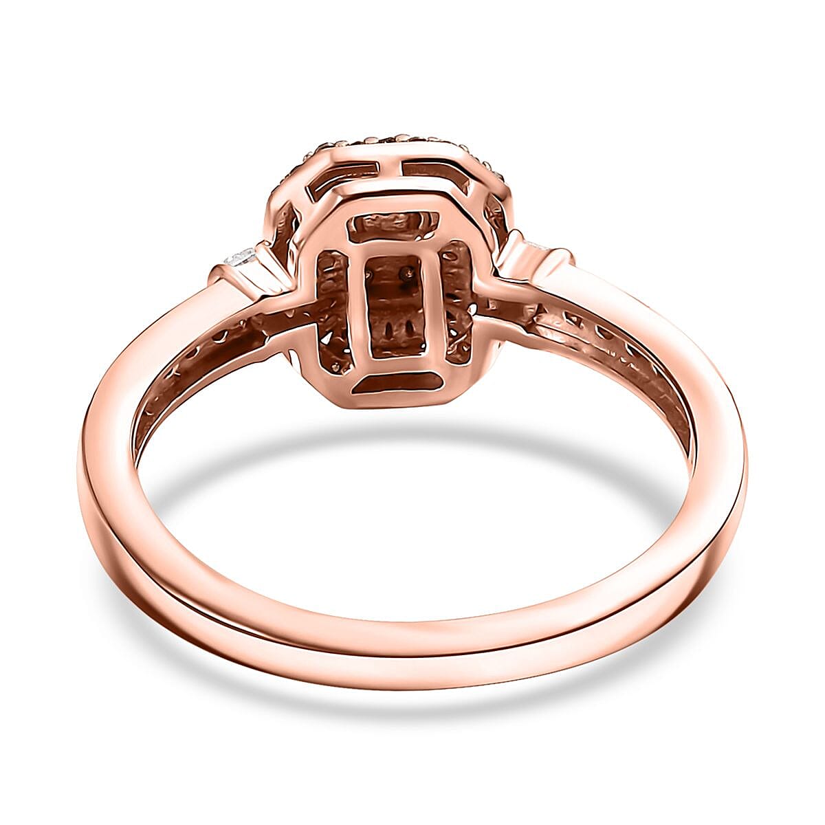 Natural Champagne and White Diamond 0.33 ctw Ring in 18K Vermeil Rose Gold Over Sterling Silver (Size 9.0) (Del. In 10-12 Days)