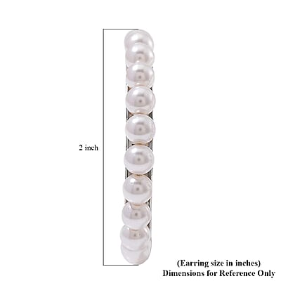 White Shell Pearl Hoop Earrings in Stainless Steel