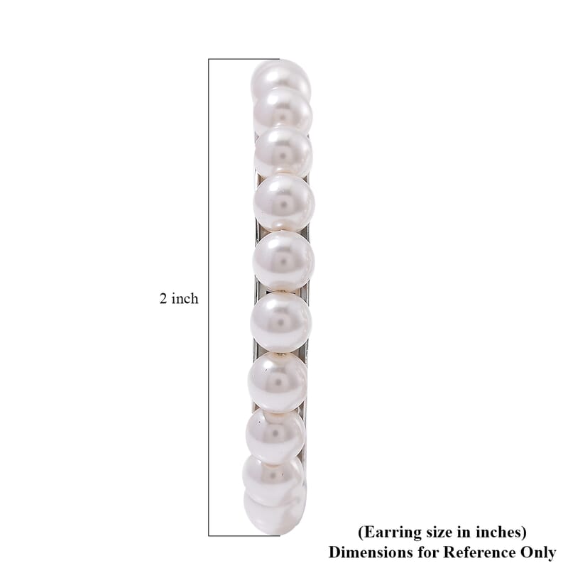 White Shell Pearl Hoop Earrings in Stainless Steel