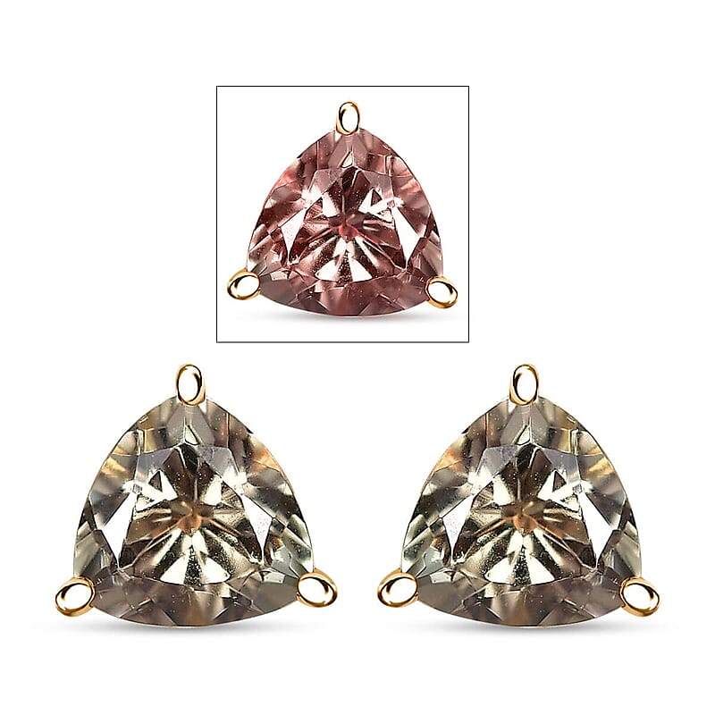 Luxoro AAA Turkizite 2.50 ctw Solitaire Stud Earrings in 14K Yellow Gold