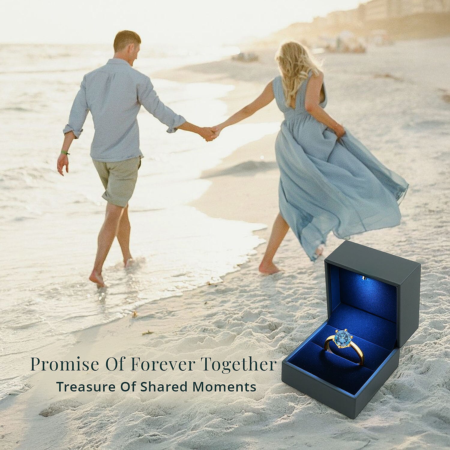 Luxuriant Lab Grown Blue Diamond (IR) VS 1.10 ctw Solitaire Ring in Vermeil Yellow Gold Over Sterling Silver (Size 10.0)