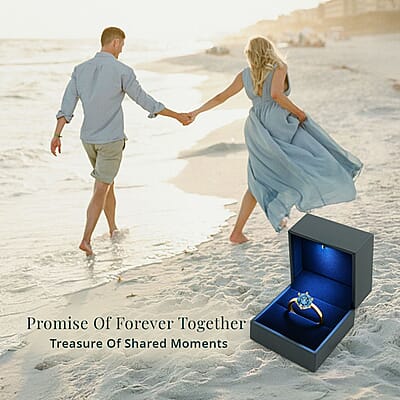 Luxuriant Lab Grown Blue Diamond (IR) VS 1.10 ctw Solitaire Ring in Vermeil Yellow Gold Over Sterling Silver (Size 10.0)