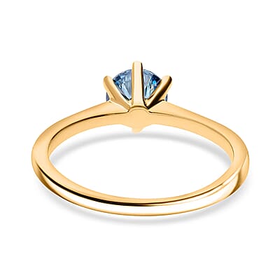 Luxuriant Lab Grown Blue Diamond (IR) VS 1.10 ctw Solitaire Ring in Vermeil Yellow Gold Over Sterling Silver (Size 10.0)