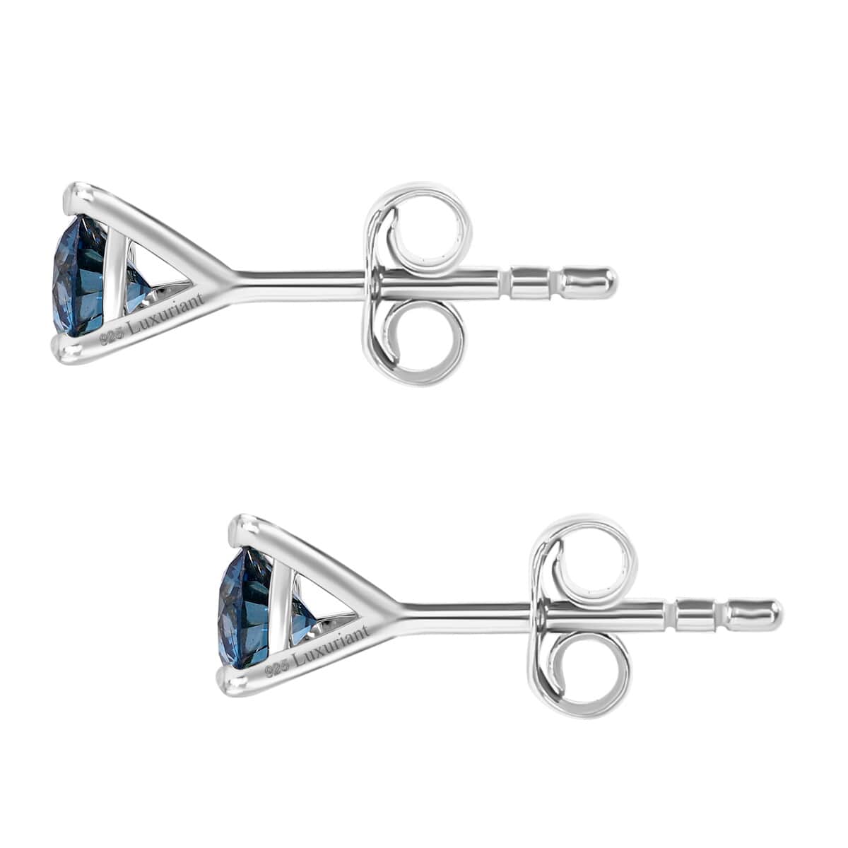 Luxuriant Lab Grown Blue Diamond VS 1.35 ctw Stud Earrings in Platinum Over Sterling Silver image number 2