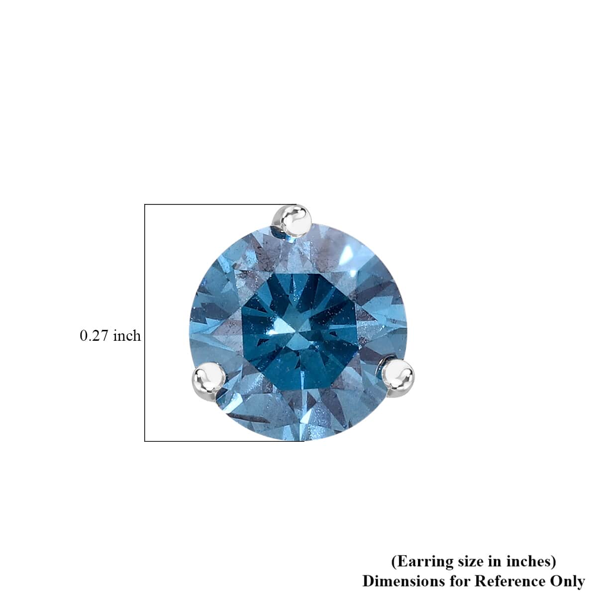 Luxuriant Lab Grown Blue Diamond VS 1.35 ctw Stud Earrings in Platinum Over Sterling Silver image number 3