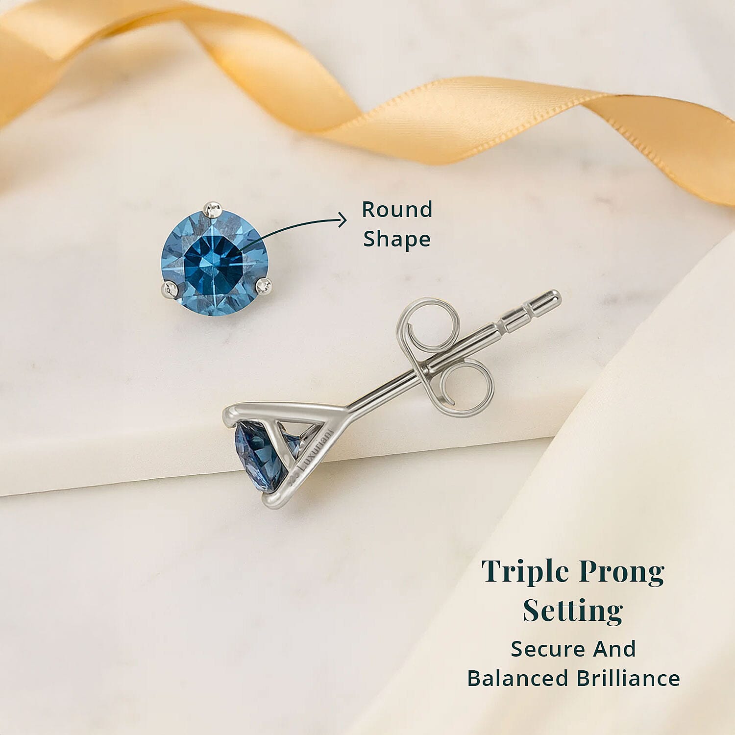 Luxuriant Lab Grown Blue Diamond (IR) VS 1.35 ctw Stud Earrings in Platinum Over Sterling Silver