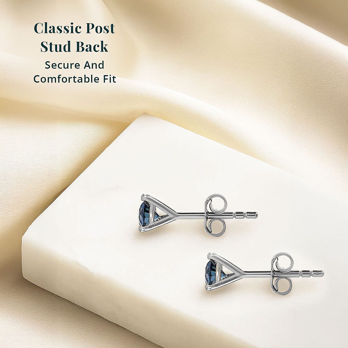 Luxuriant Lab Grown Blue Diamond (IR) VS 1.35 ctw Stud Earrings in Platinum Over Sterling Silver image number 5